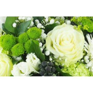Bouquet de deuil blanc & vert – Hommage naturel