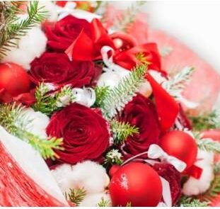 bouquet rouge et blanc de Noël – création artisanale